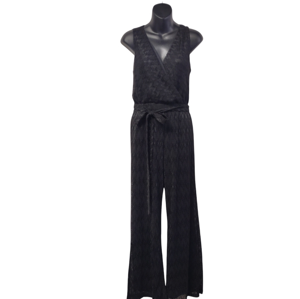 Francesca's Womens Black Lace Vneck Sleeveless Belated Romper Jumpsuits XS NWT